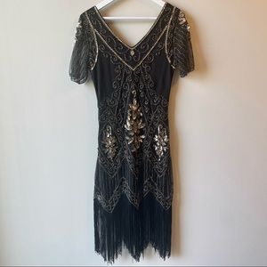 1920s Flapper dress, Great Gatsby, beautiful beaded gown, size medium
